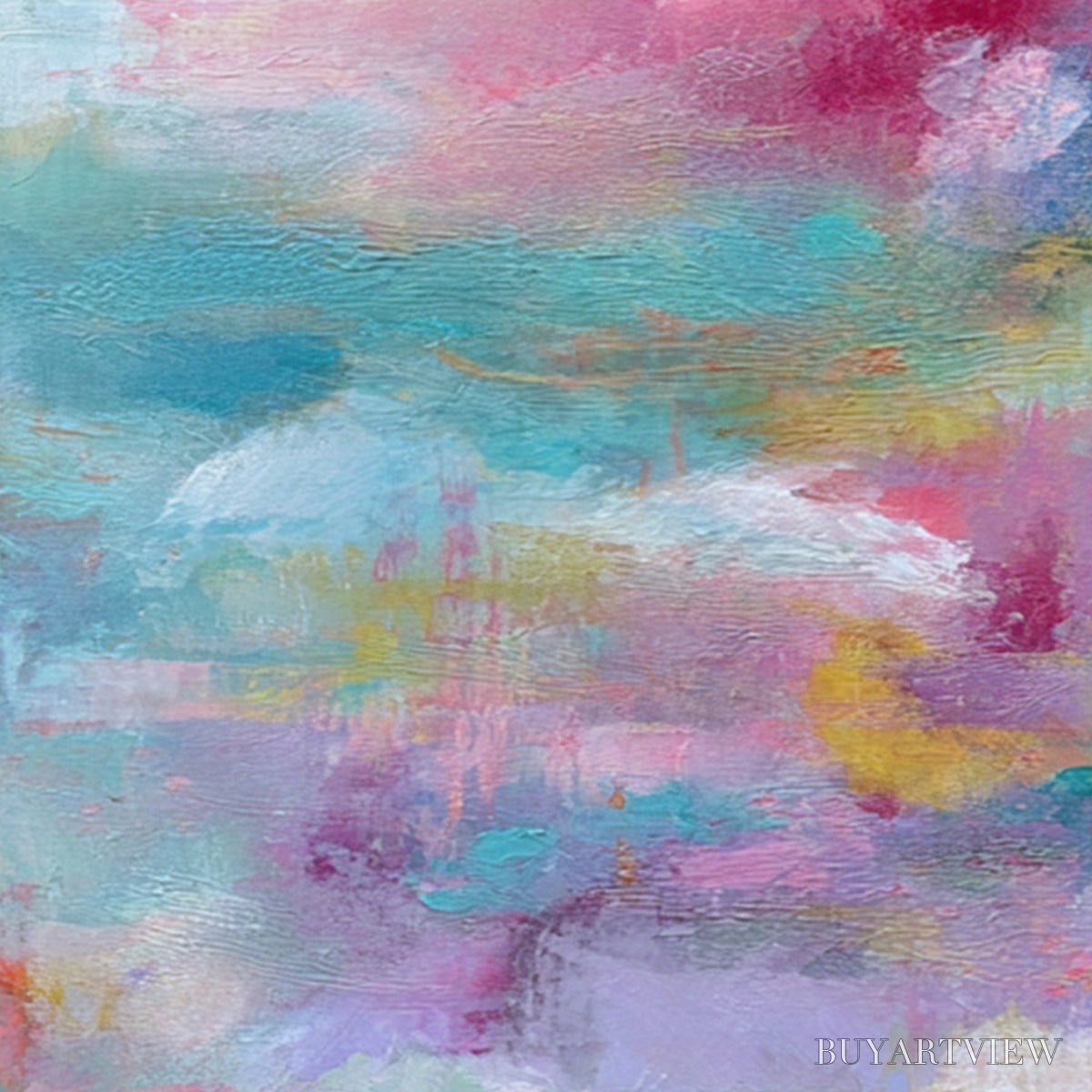 ARTOVITAS Morning Rapture – Colorful Abstract Cloudscape Painting Set of 2 - image 3
