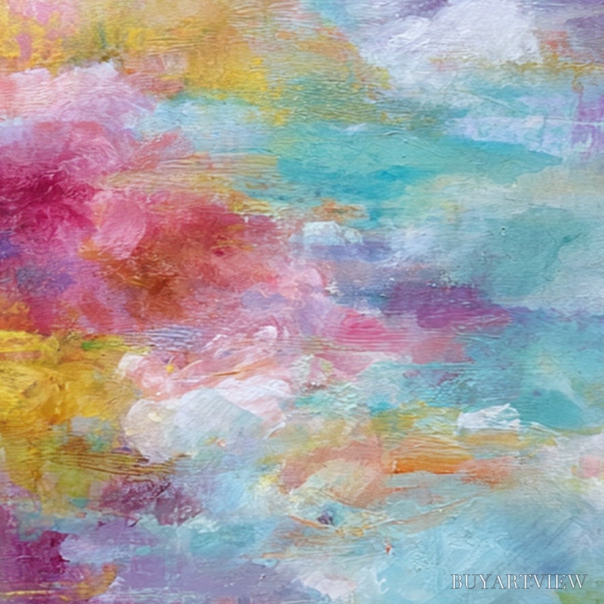 ARTOVITAS Morning Rapture – Colorful Abstract Cloudscape Painting Set of 2 - image 5