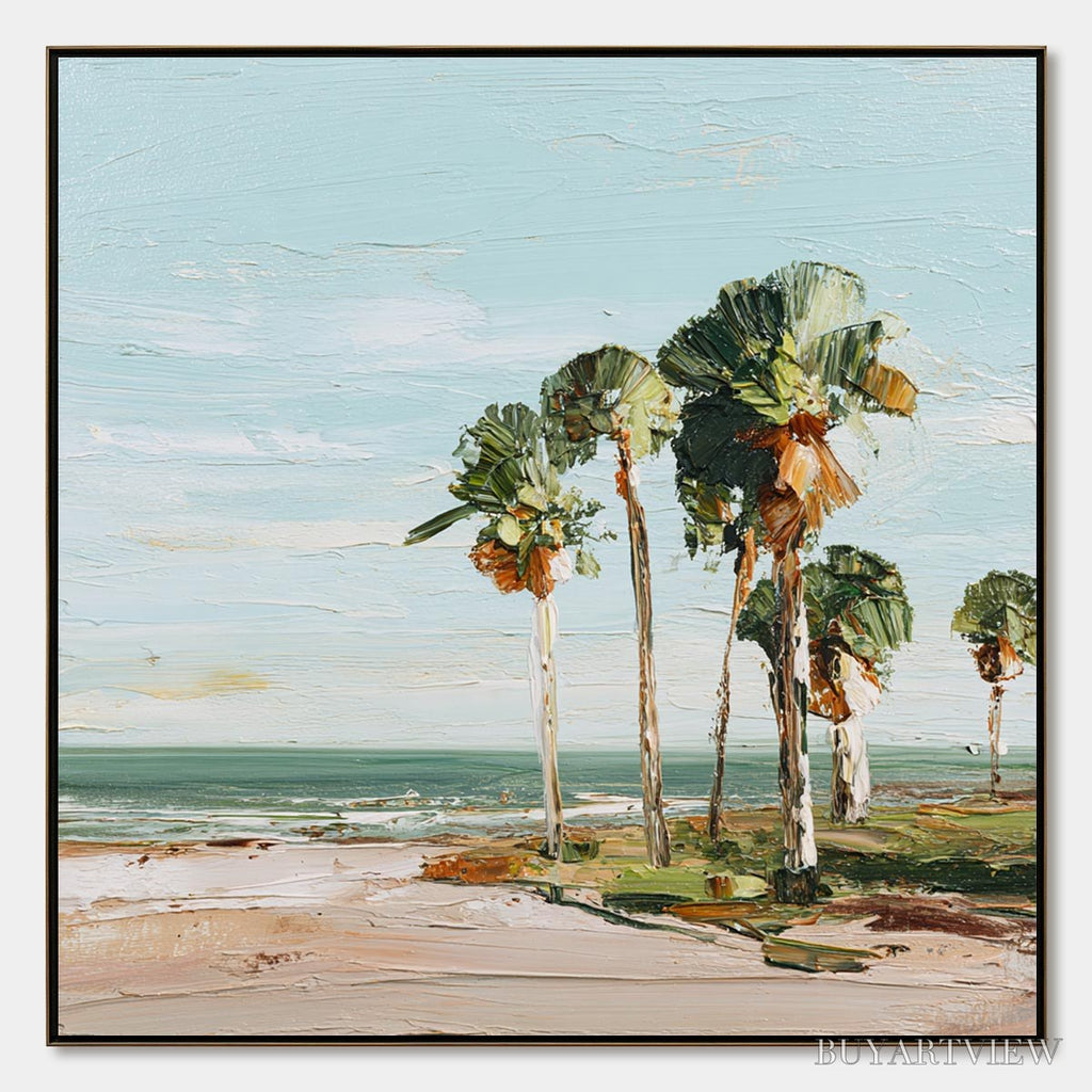 ARTOVITAS Coastal Textures – Impasto Palette Knife Palm Tree Painting - image 1