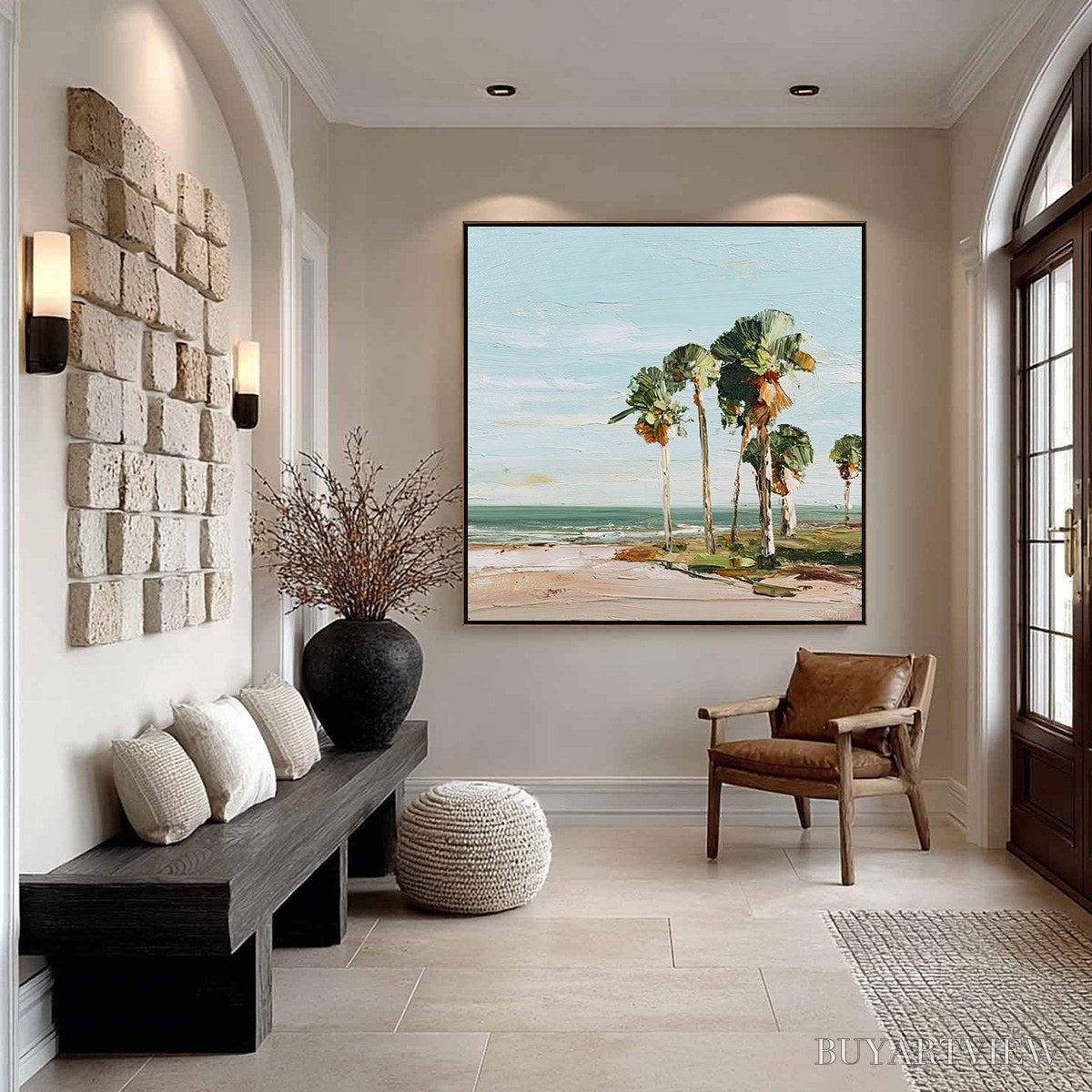 ARTOVITAS Coastal Textures – Impasto Palette Knife Palm Tree Painting - image 2