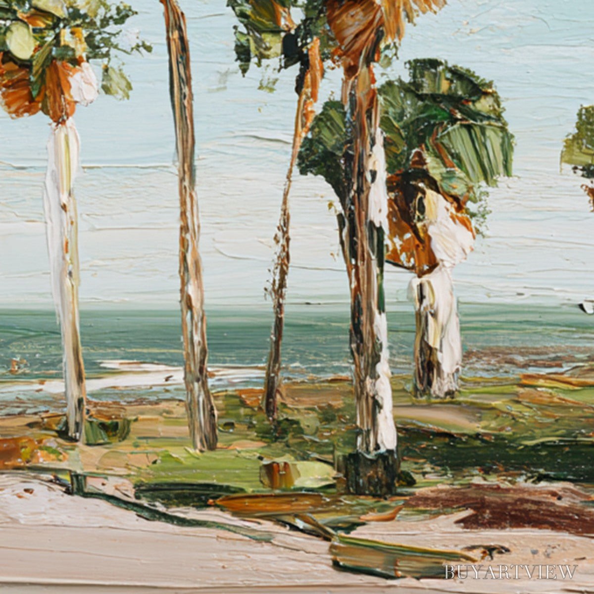 ARTOVITAS Coastal Textures – Impasto Palette Knife Palm Tree Painting - image 3