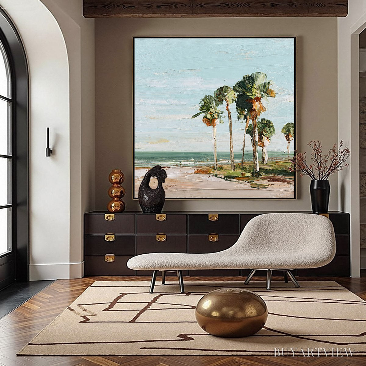 ARTOVITAS Coastal Textures – Impasto Palette Knife Palm Tree Painting - image 4