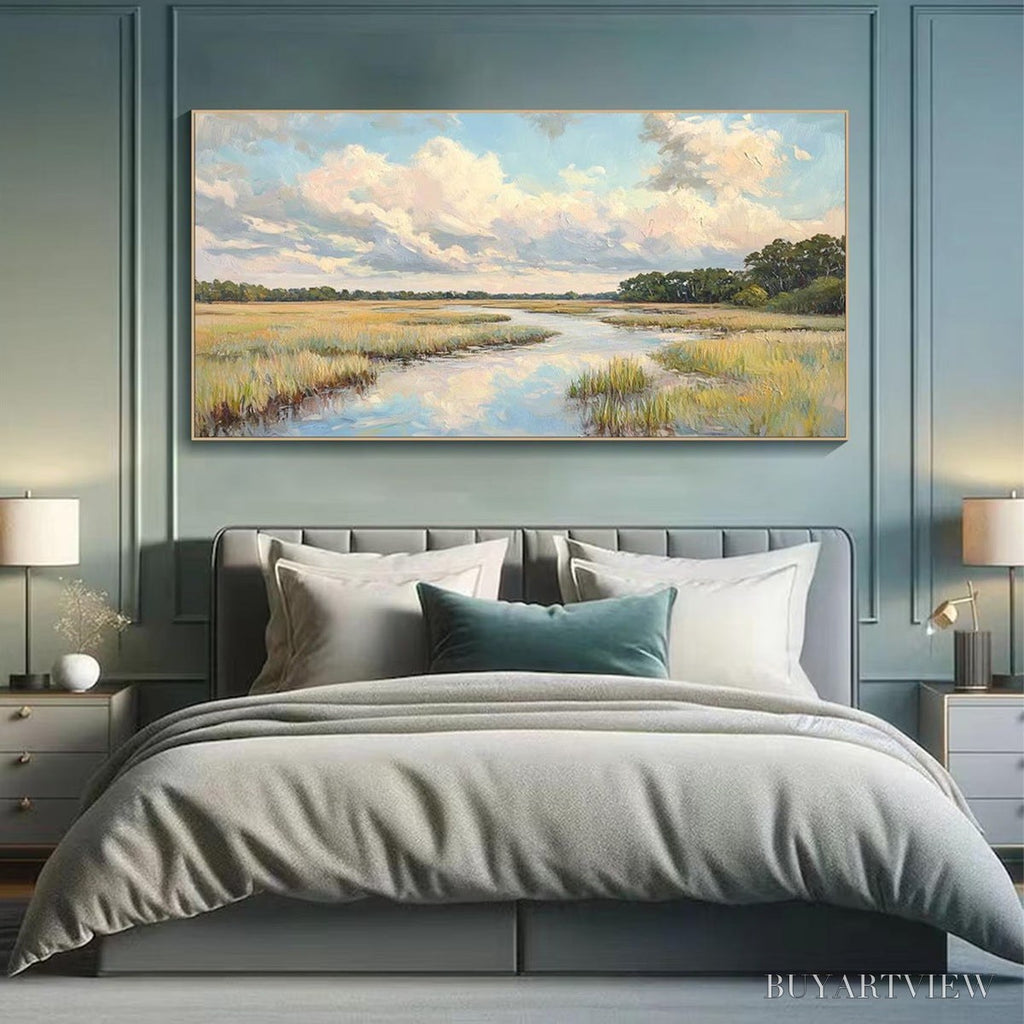 ARTOVITAS Cloudbreak Marsh – Serene River Marsh Landscape Painting - image 6