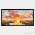 ARTOVITAS Emberglow Marsh – Colorful Palette Knife Sunset Landscape Painting - image 1