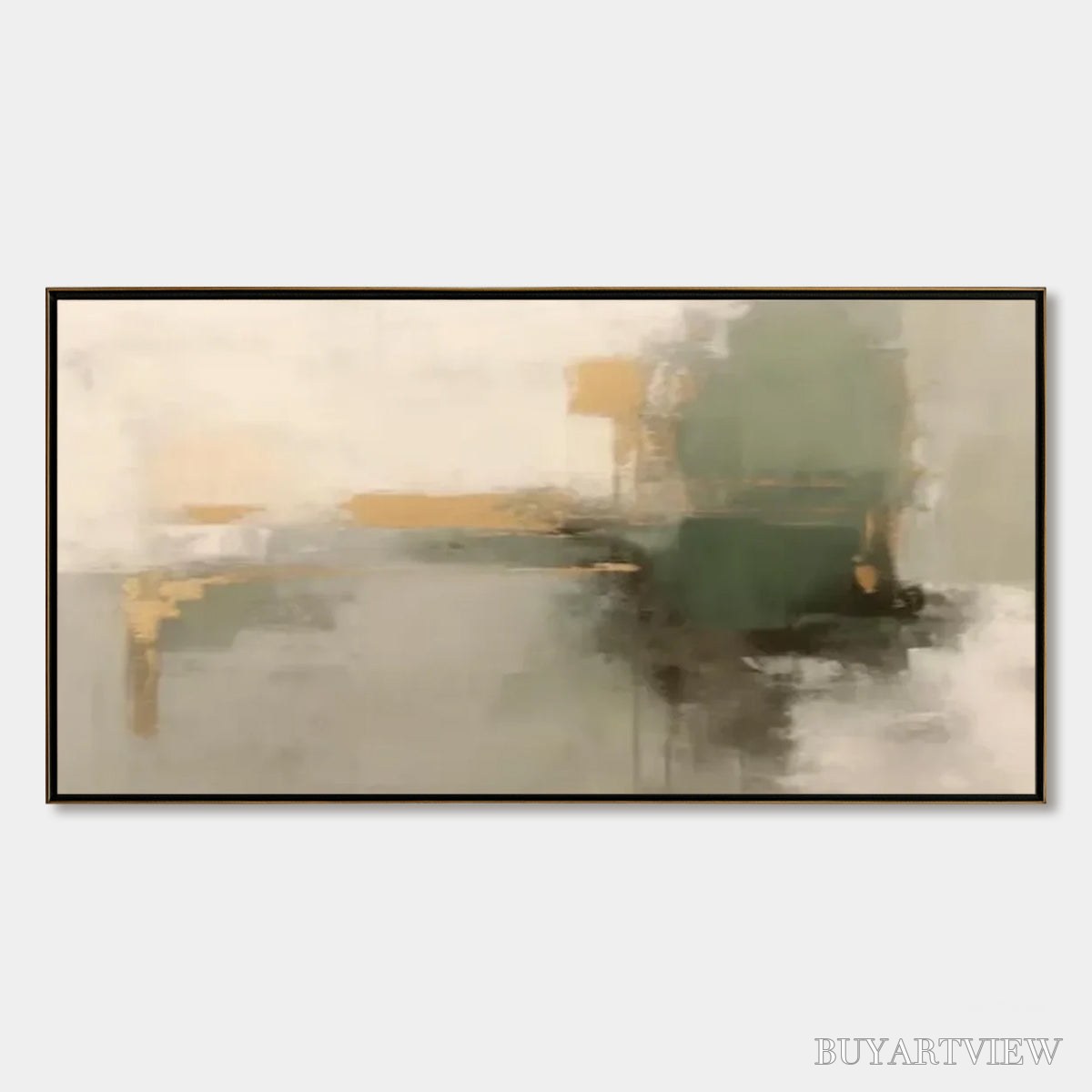 ARTOVITAS Verdant Echo – Wabi Sabi Abstract Landscape Painting - image 1