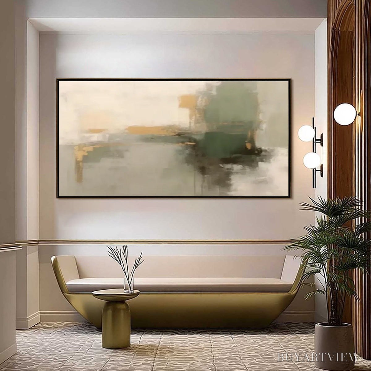 ARTOVITAS Verdant Echo – Wabi Sabi Abstract Landscape Painting - image 2