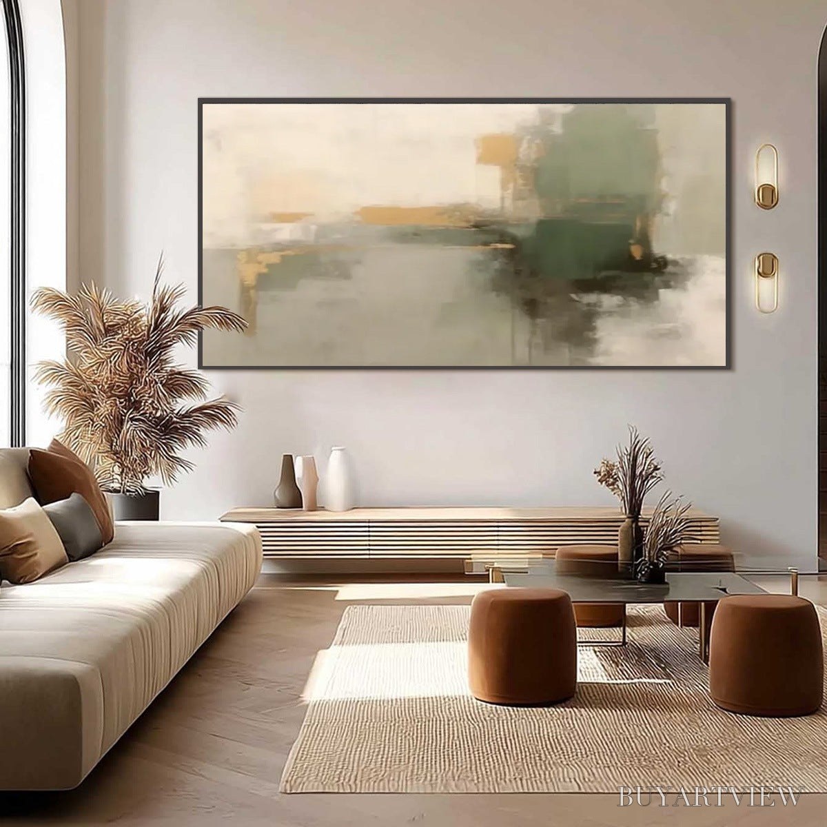 ARTOVITAS Verdant Echo – Wabi Sabi Abstract Landscape Painting - image 3