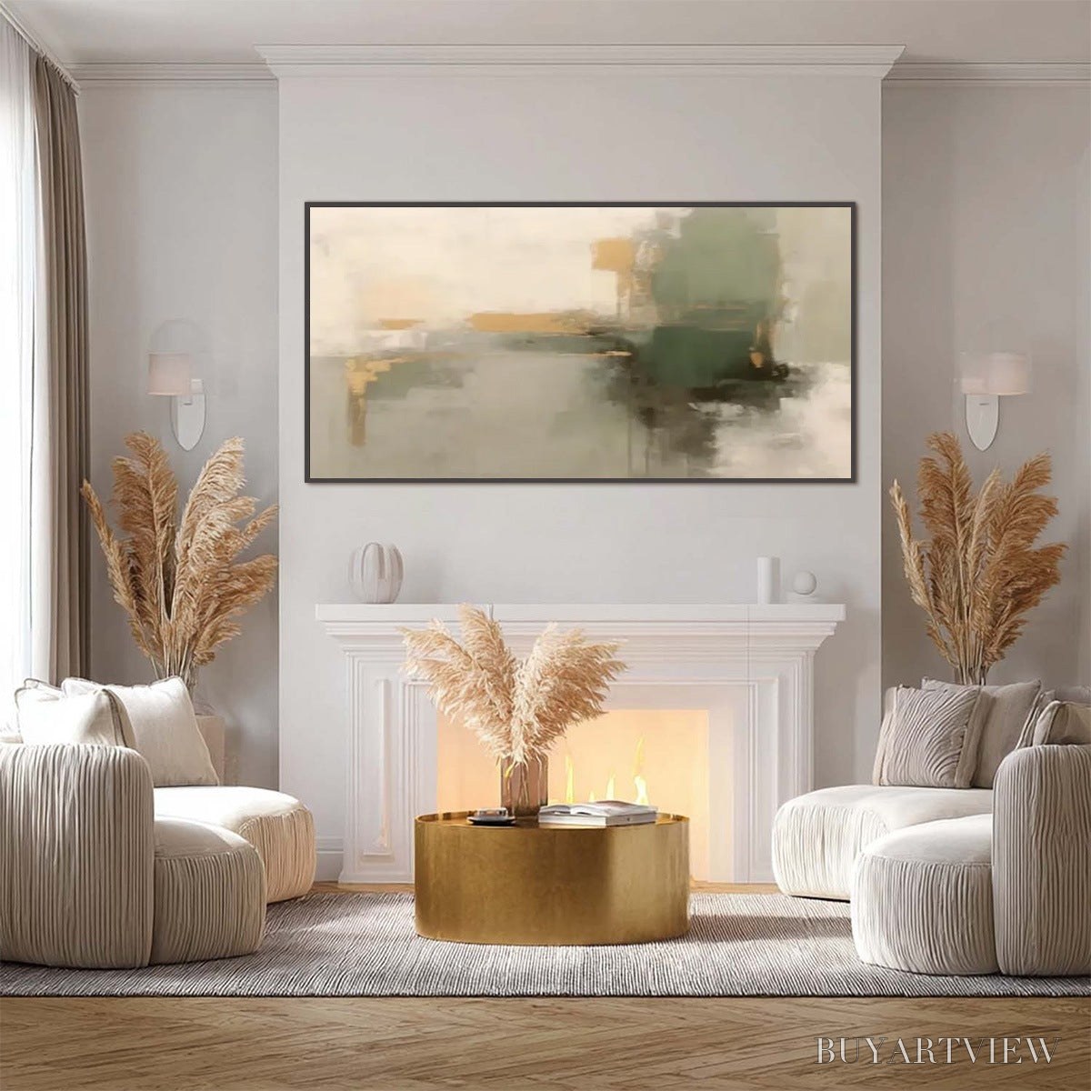 ARTOVITAS Verdant Echo – Wabi Sabi Abstract Landscape Painting - image 4