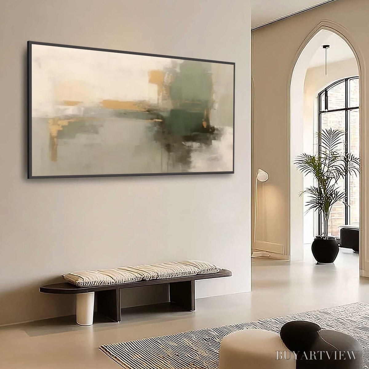 ARTOVITAS Verdant Echo – Wabi Sabi Abstract Landscape Painting - image 5