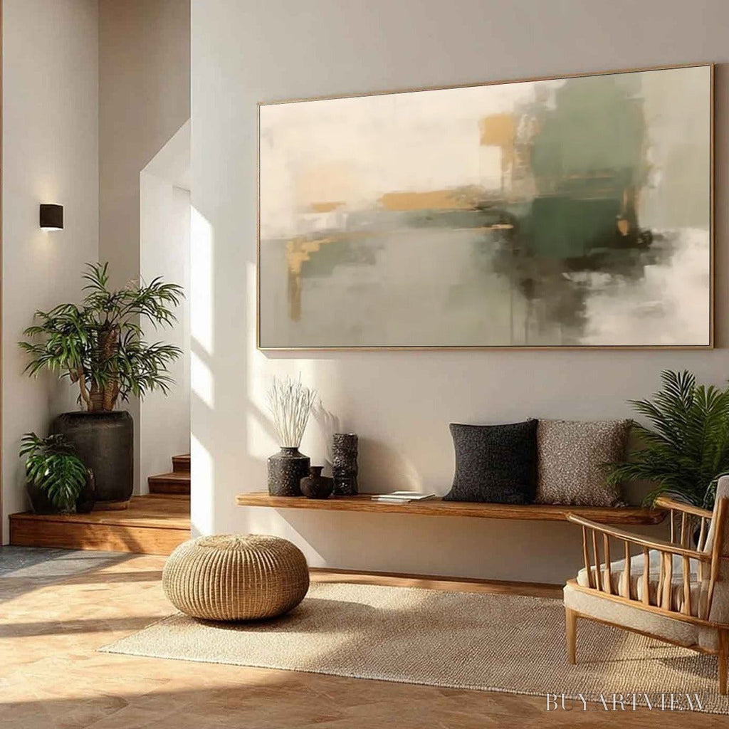 ARTOVITAS Verdant Echo – Wabi Sabi Abstract Landscape Painting - image 6
