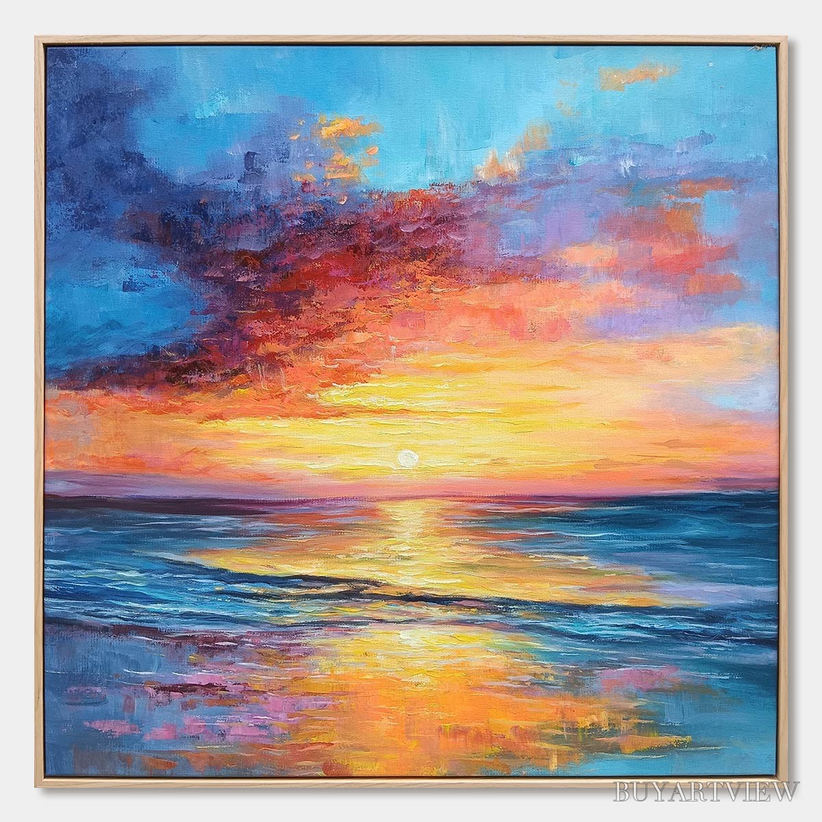 ARTOVITAS Ready to Ship | Golden Hour | 28''X28'' | 70x70cm | Wood Frame - image 3