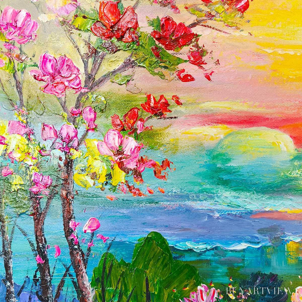 ARTOVITAS Ready to Ship | Watercolor Sunset | 20''X40'' | 50x100cm | Frameless - image 2