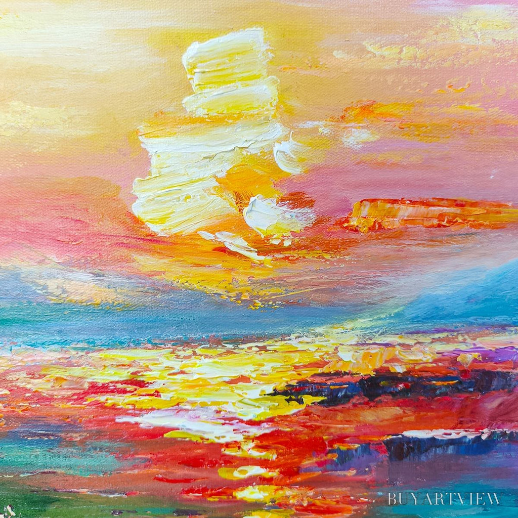 ARTOVITAS Ready to Ship | Watercolor Sunset | 20''X40'' | 50x100cm | Frameless - image 4