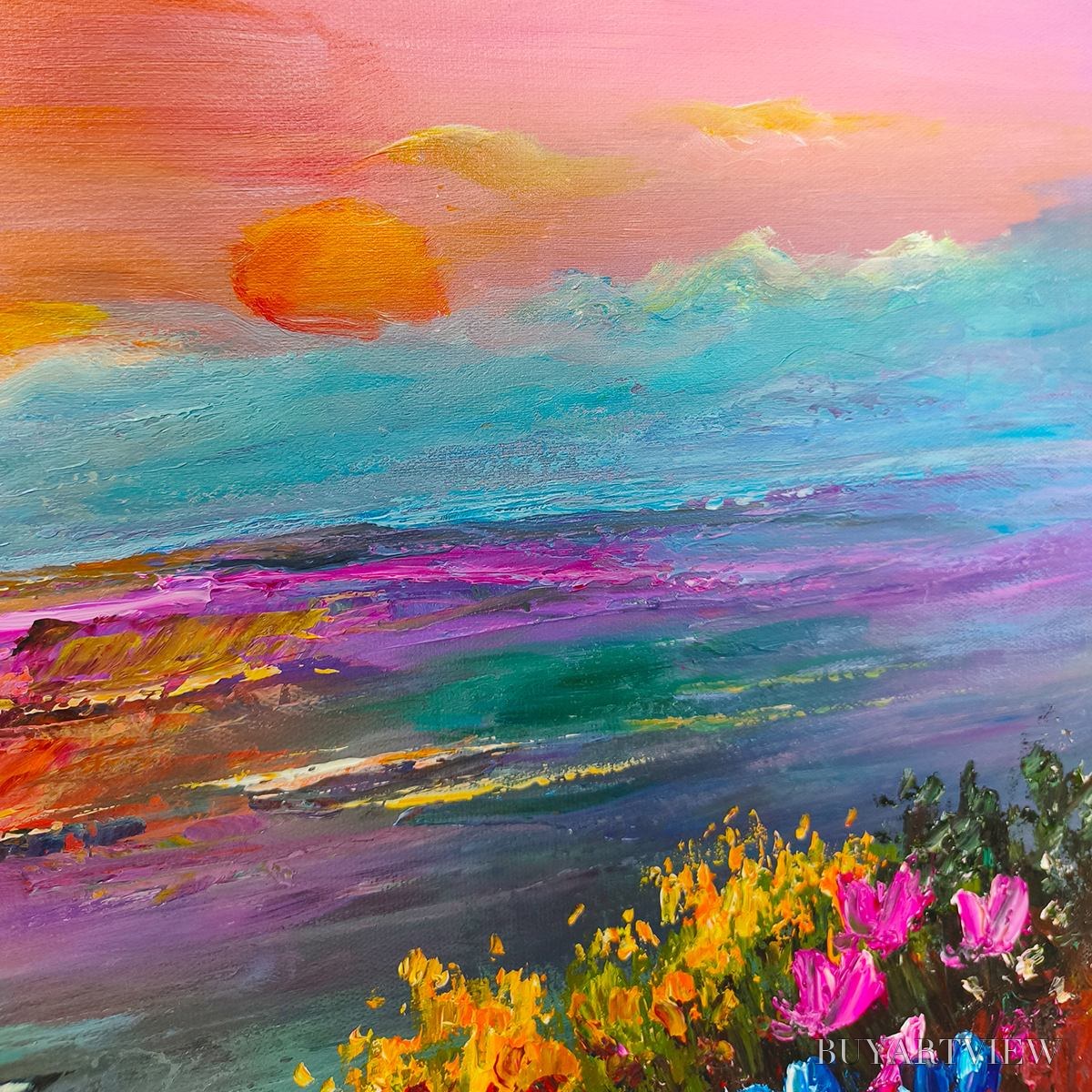 ARTOVITAS Ready to Ship | Watercolor Sunset | 20''X40'' | 50x100cm | Frameless - image 5