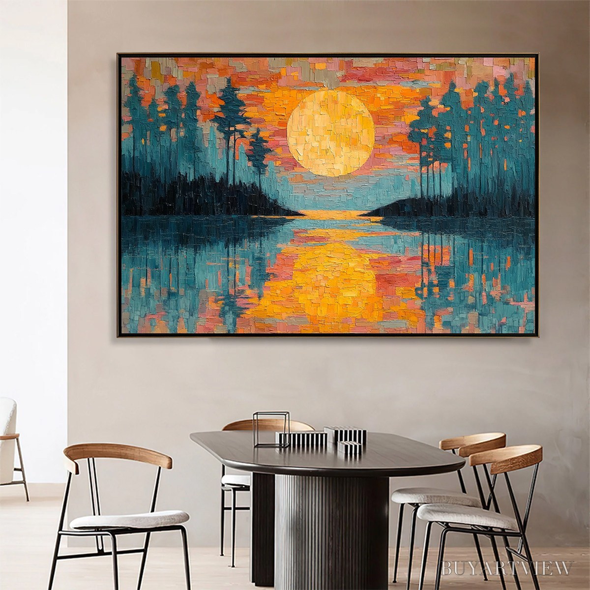 ARTOVITAS Harvest Moon – Textured Impasto Landscape Oil Painting - image 2