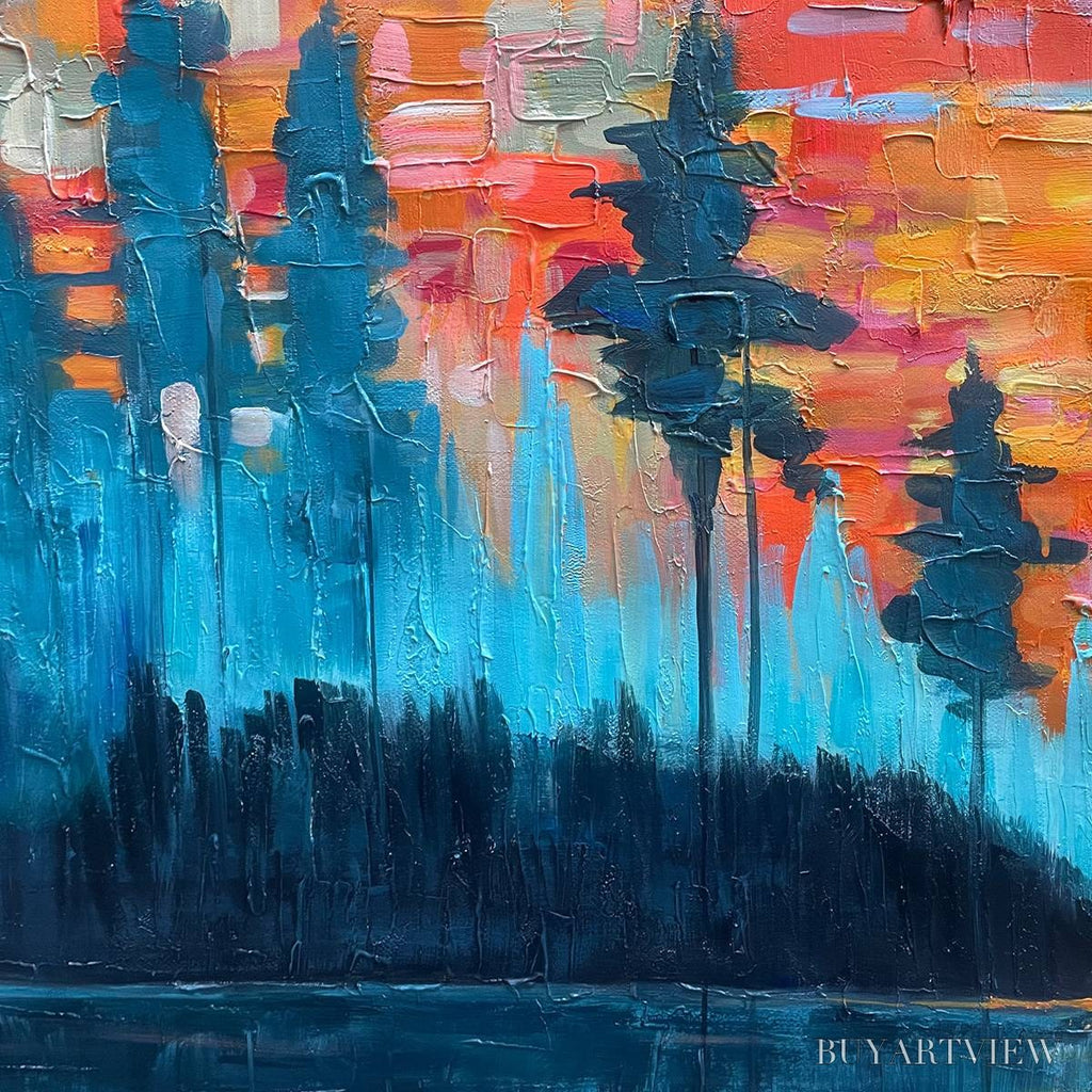 ARTOVITAS Harvest Moon – Textured Impasto Landscape Oil Painting - image 3