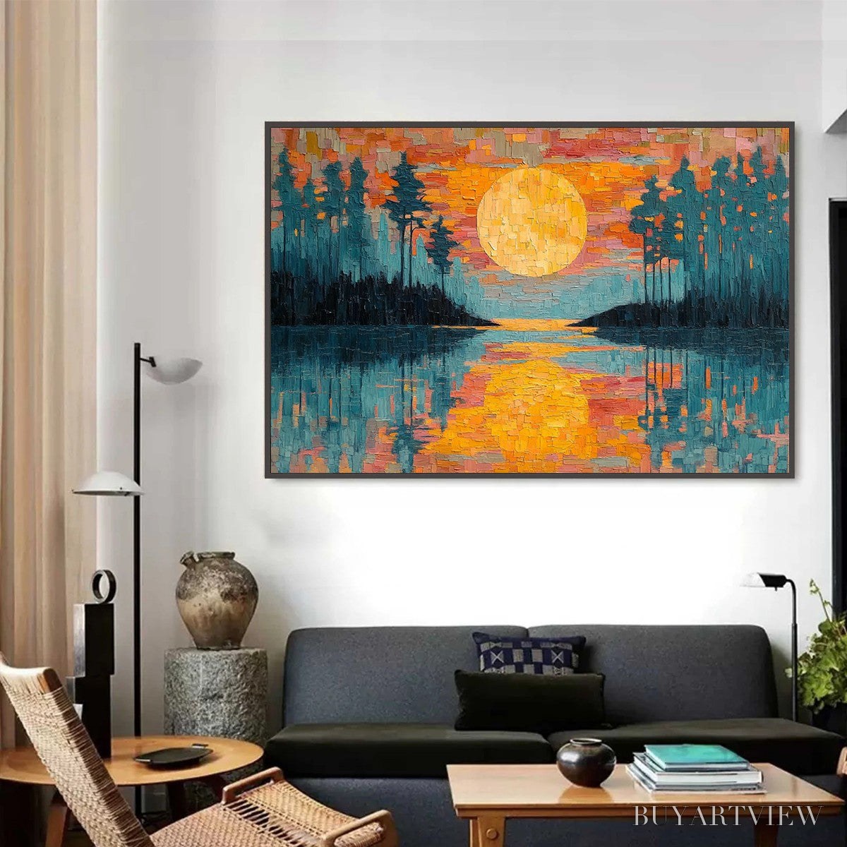 ARTOVITAS Harvest Moon – Textured Impasto Landscape Oil Painting - image 4