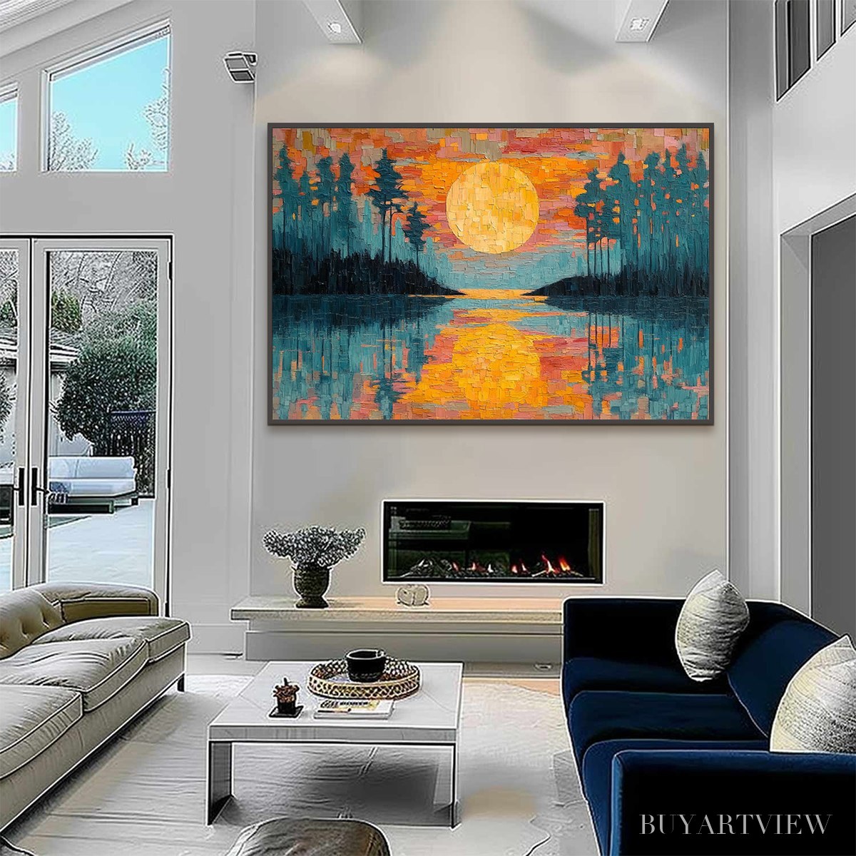 ARTOVITAS Harvest Moon – Textured Impasto Landscape Oil Painting - image 6