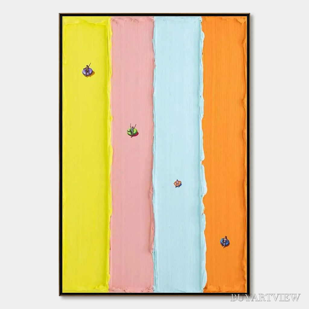 ARTOVITAS Candy Stripe Serenade – Minimalist Pastel Textured Oil Painting - image 1