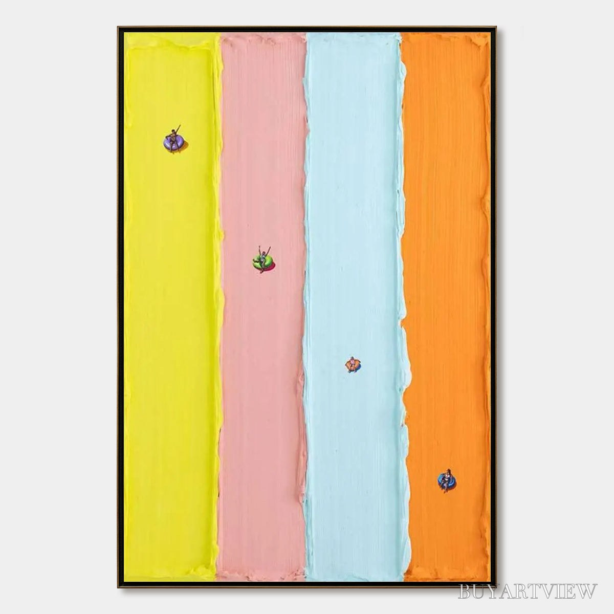 ARTOVITAS Candy Stripe Serenade – Minimalist Pastel Textured Oil Painting - image 1