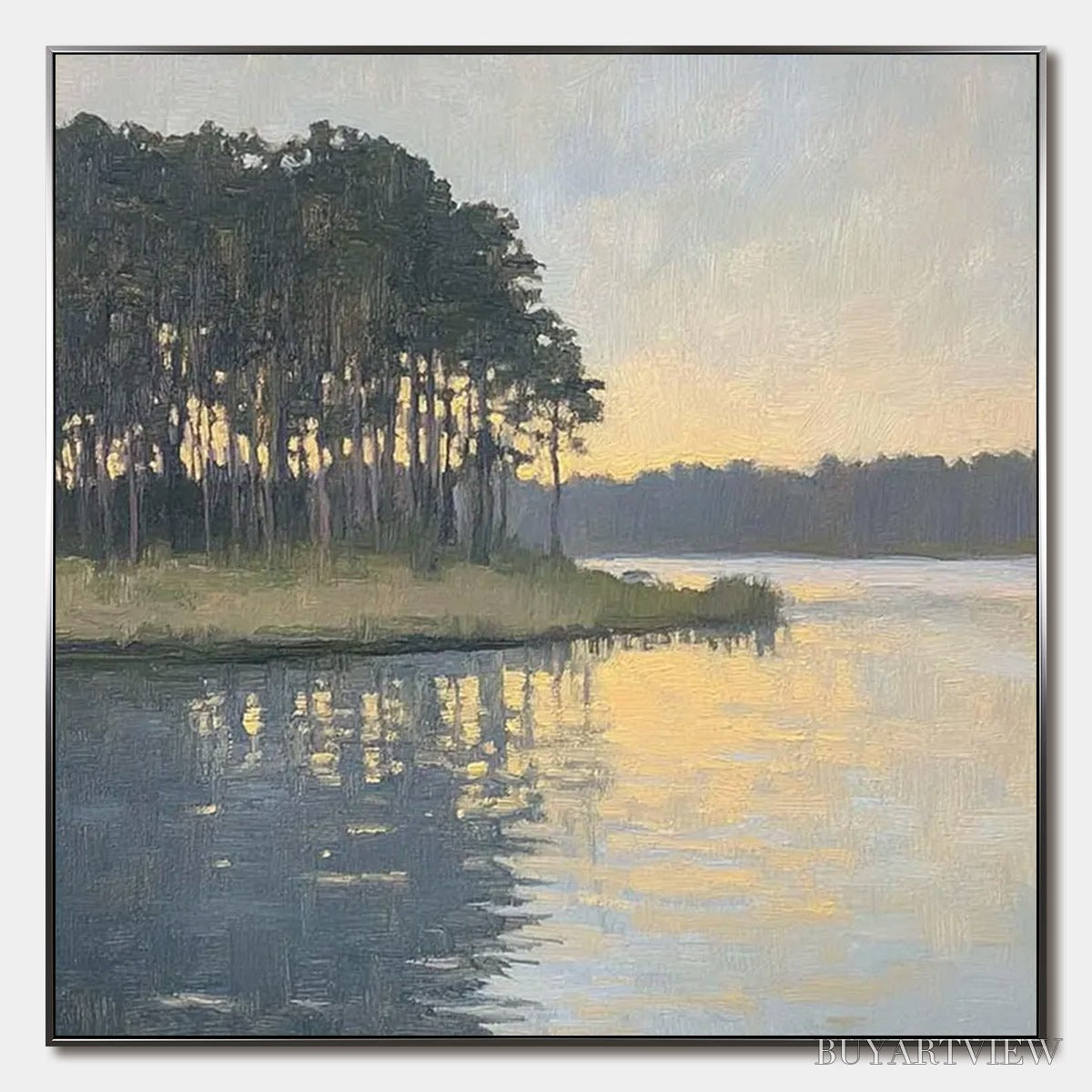 ARTOVITAS Golden Hour Serenity – Tranquil Landscape Oil Painting - image 1