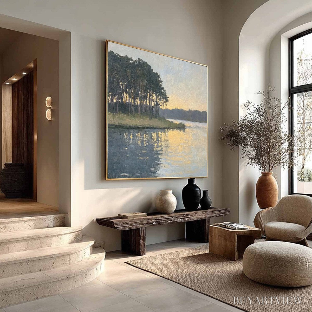 ARTOVITAS Golden Hour Serenity – Tranquil Landscape Oil Painting - image 3