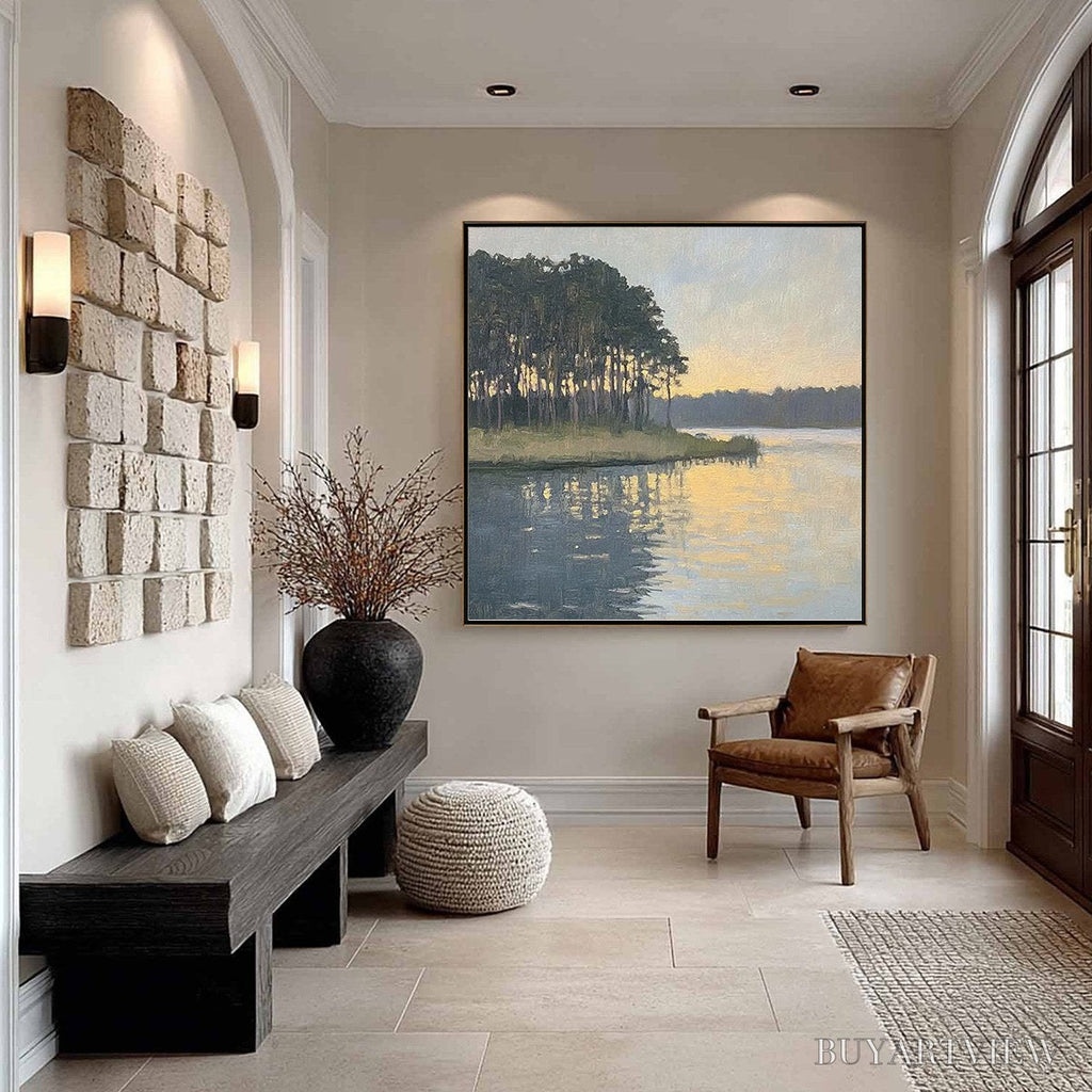ARTOVITAS Golden Hour Serenity – Tranquil Landscape Oil Painting - image 4