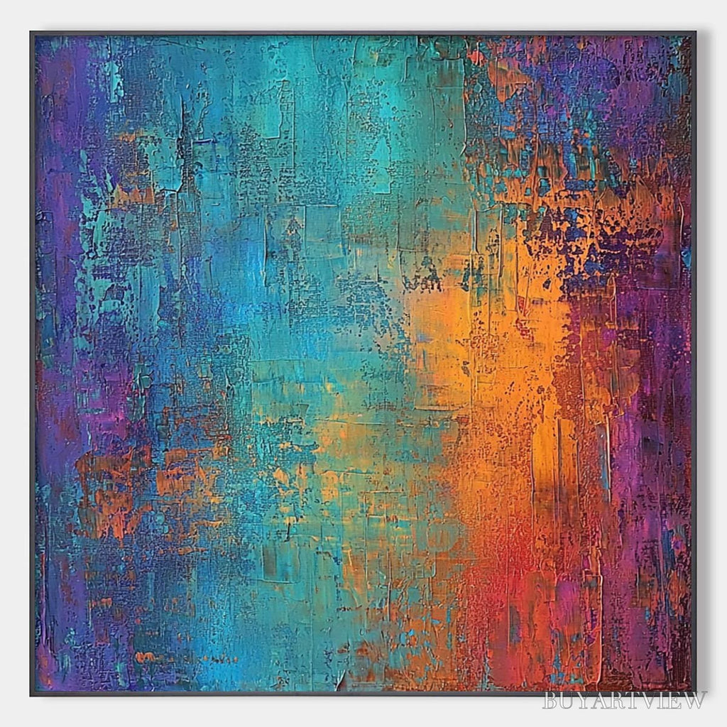 ARTOVITAS Celestial Fusion – Textured Abstract Oil Painting in Turquoise - image 1