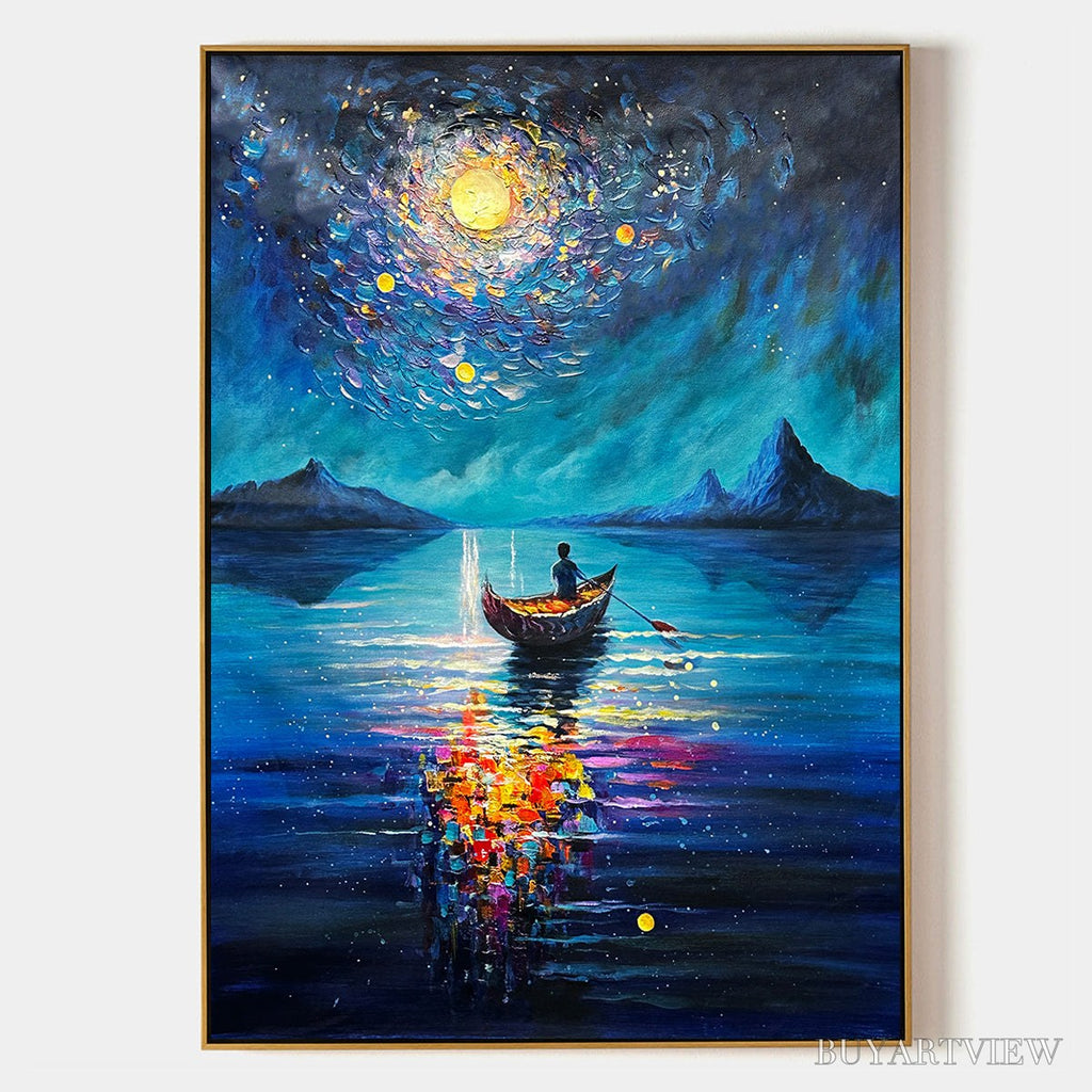 ARTOVITAS Starry Voyage – Impressionist Nightscape Oil Painting in Blue - image 1