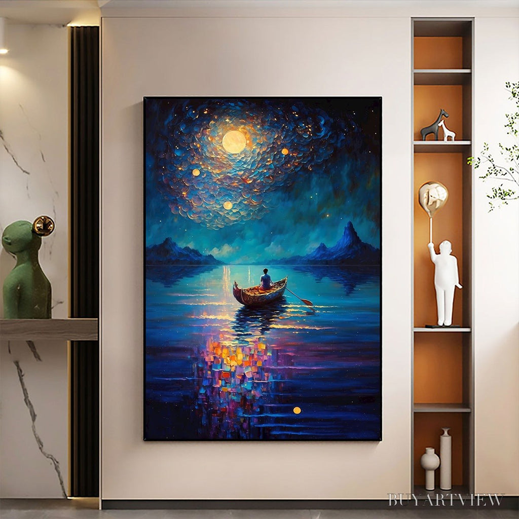 ARTOVITAS Starry Voyage – Impressionist Nightscape Oil Painting in Blue - image 2