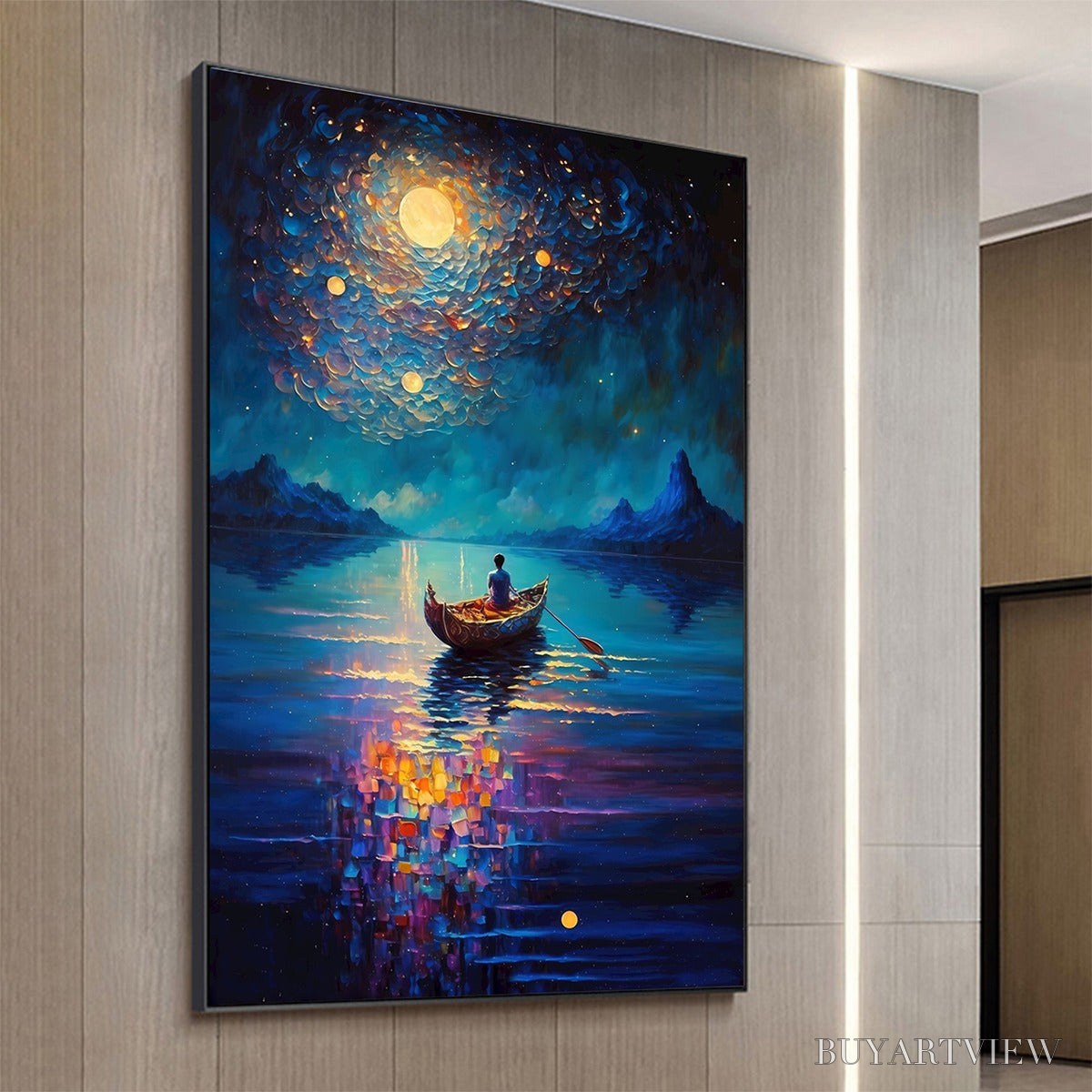 ARTOVITAS Starry Voyage – Impressionist Nightscape Oil Painting in Blue - image 4