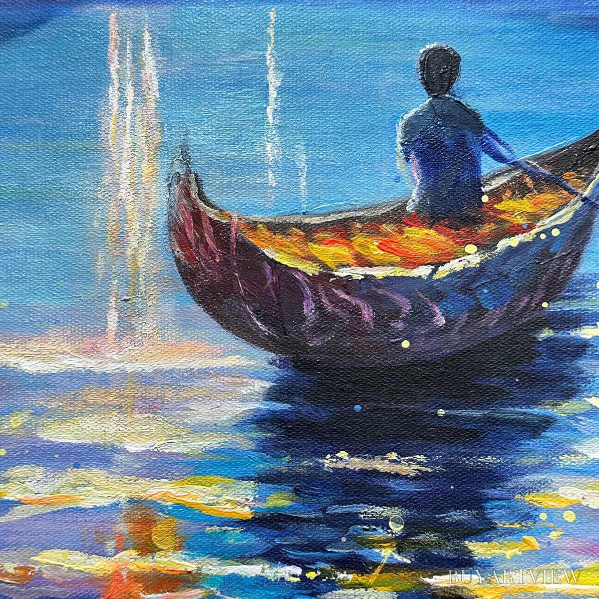 ARTOVITAS Starry Voyage – Impressionist Nightscape Oil Painting in Blue - image 5