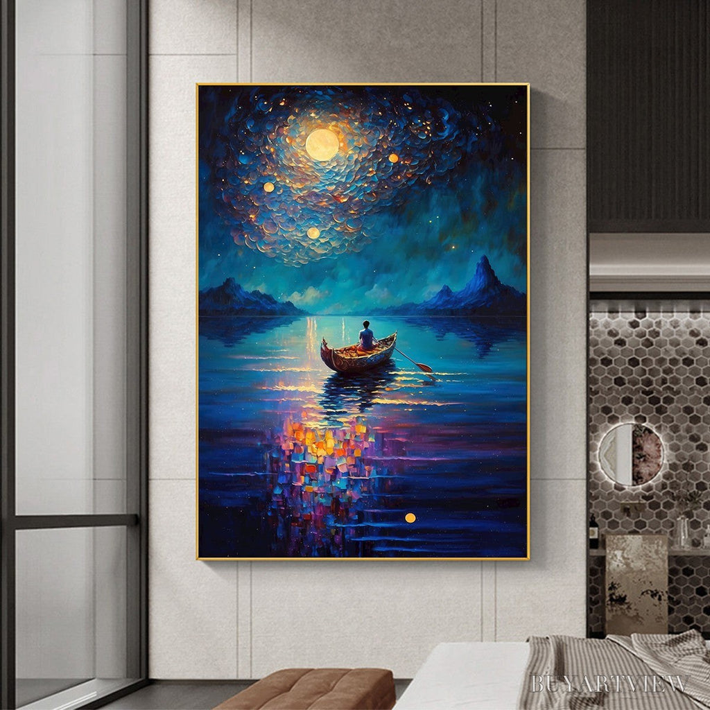 ARTOVITAS Starry Voyage – Impressionist Nightscape Oil Painting in Blue - image 6