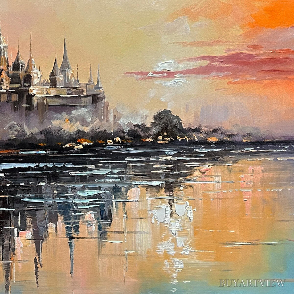 ARTOVITAS Twilight Kingdom – Panoramic Castle Landscape Oil Painting - image 3
