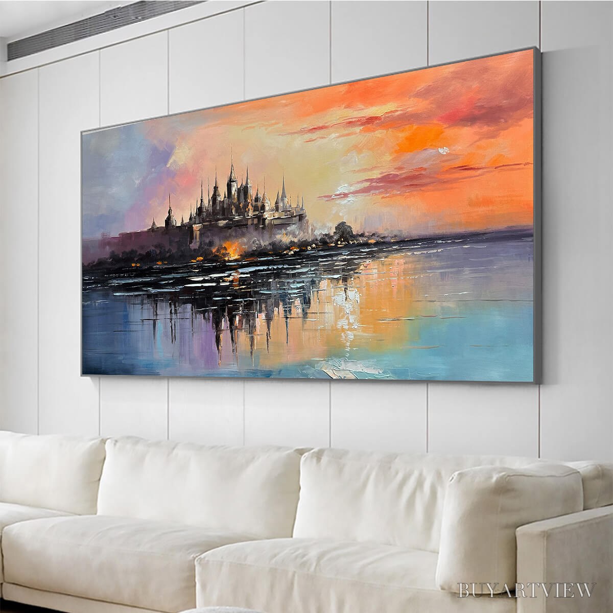 ARTOVITAS Twilight Kingdom – Panoramic Castle Landscape Oil Painting - image 4