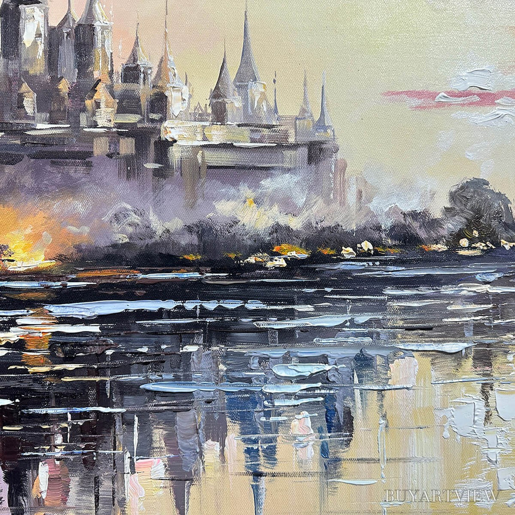 ARTOVITAS Twilight Kingdom – Panoramic Castle Landscape Oil Painting - image 5
