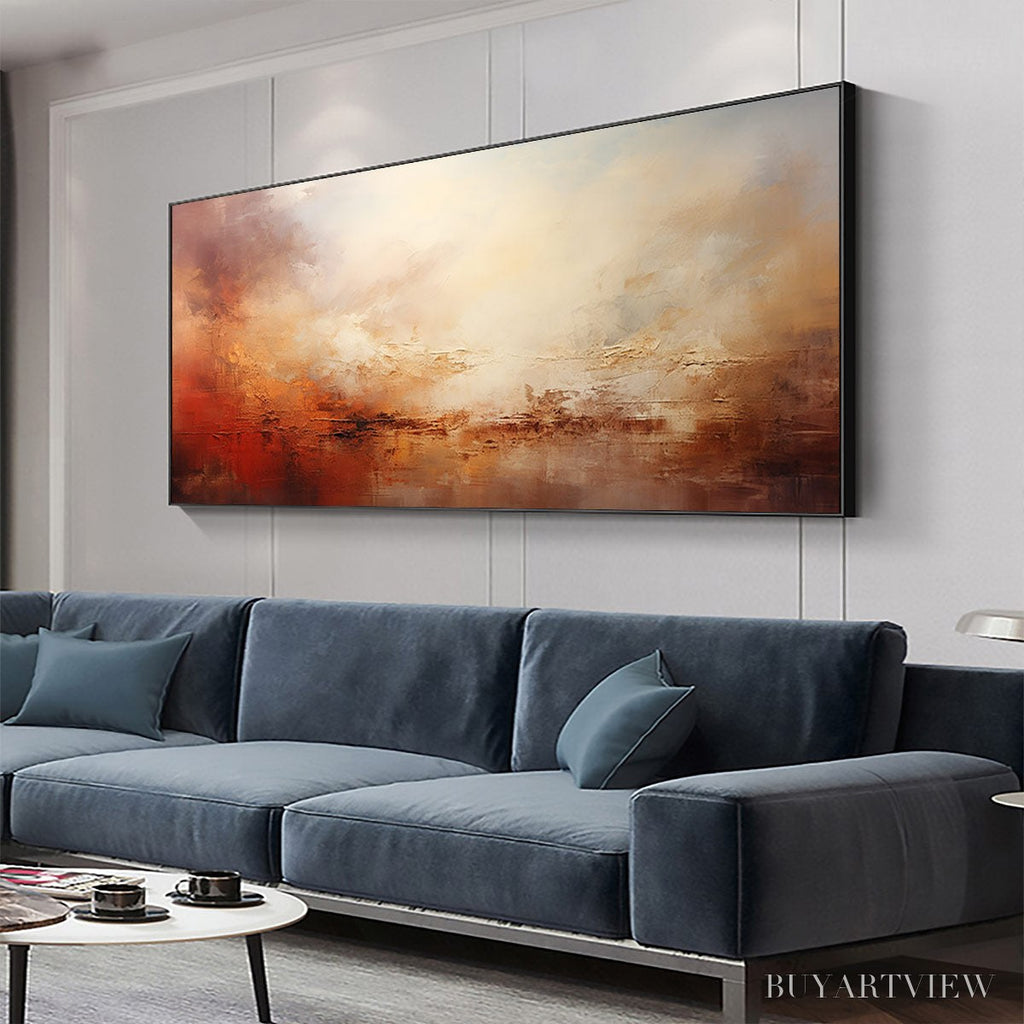 ARTOVITAS Ember Sky – Abstract Landscape Textured Oil Painting in Warm Tones - image 4