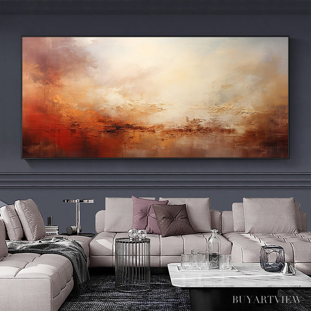 ARTOVITAS Ember Sky – Abstract Landscape Textured Oil Painting in Warm Tones - image 5