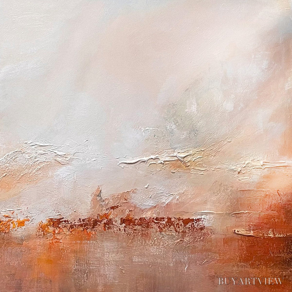 ARTOVITAS Ember Sky – Abstract Landscape Textured Oil Painting in Warm Tones - image 6