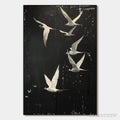 ARTOVITAS Night Flight – Monochromatic Birds in Flight Oil Painting - image 1
