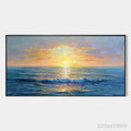 ARTOVITAS Golden Horizon – Panoramic Coastal Sunset Oil Painting - image 1