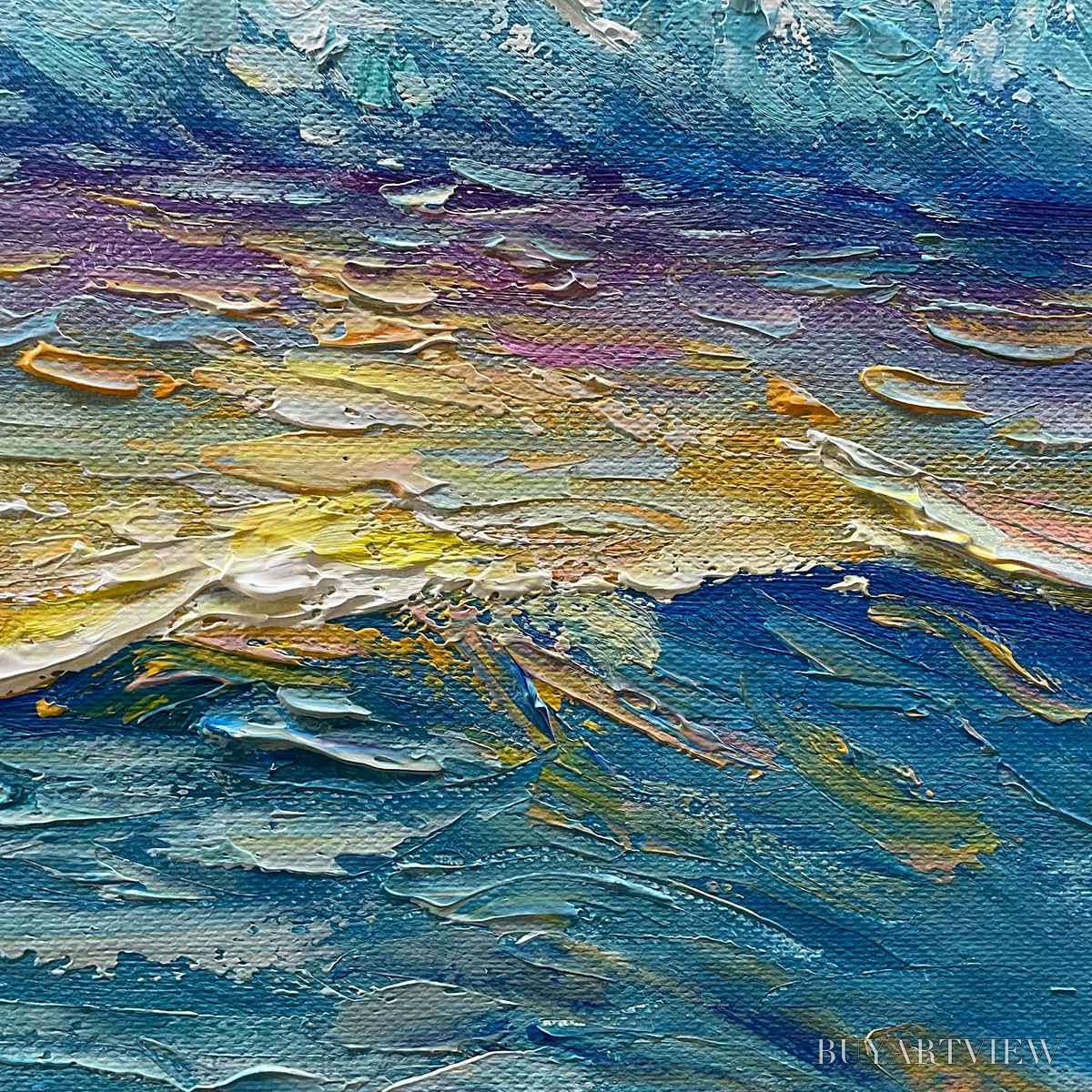 ARTOVITAS Golden Horizon – Panoramic Coastal Sunset Oil Painting - image 3