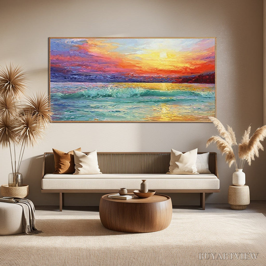 ARTOVITAS Fiery Kiss – Coastal Sunset Oil Painting - image 2