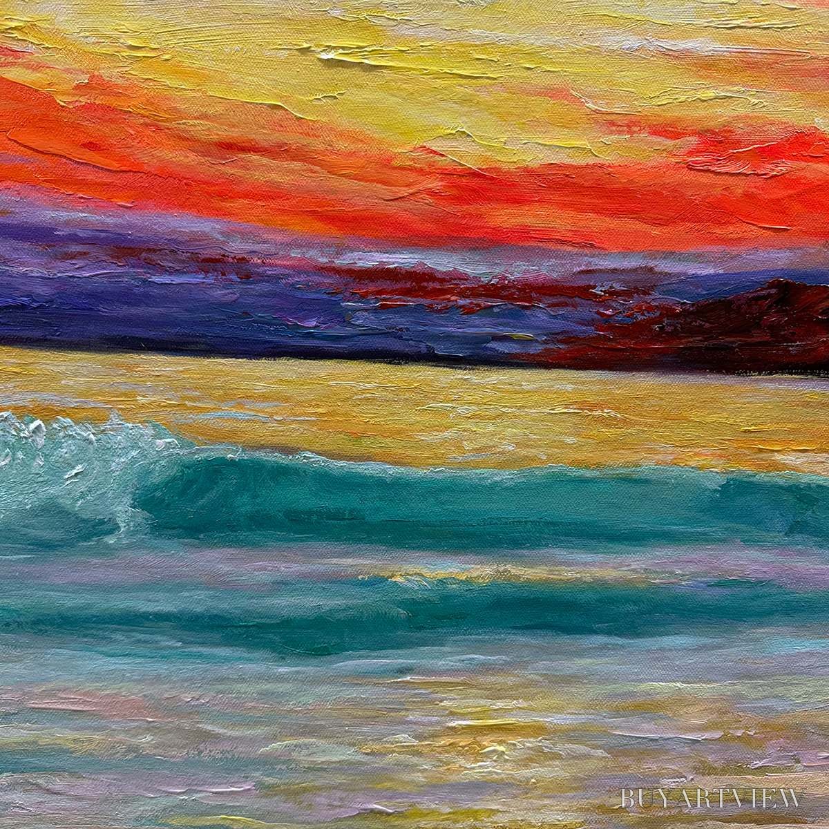 ARTOVITAS Fiery Kiss – Coastal Sunset Oil Painting - image 3