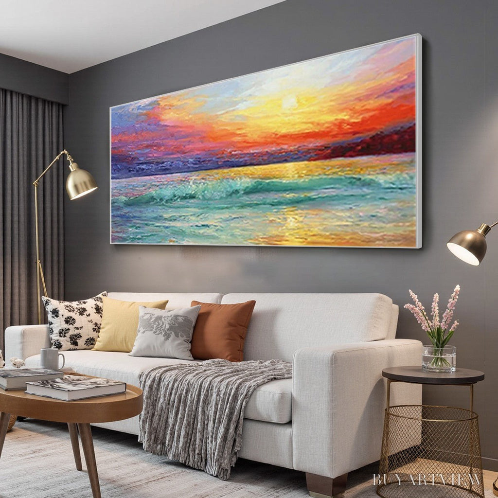 ARTOVITAS Fiery Kiss – Coastal Sunset Oil Painting - image 4