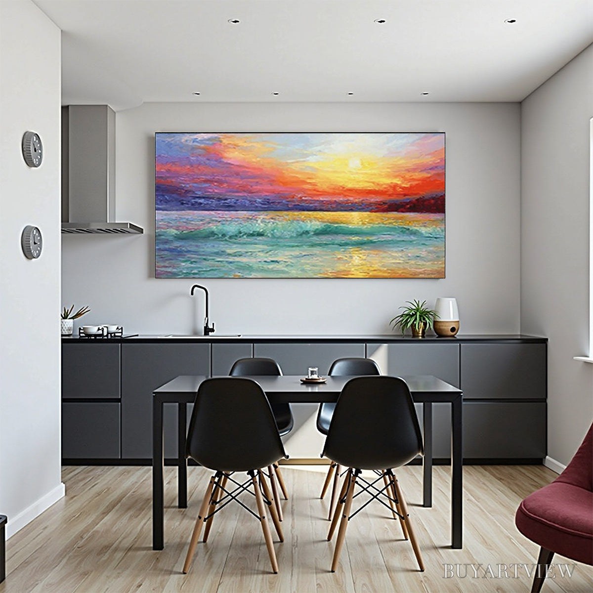 ARTOVITAS Fiery Kiss – Coastal Sunset Oil Painting - image 6