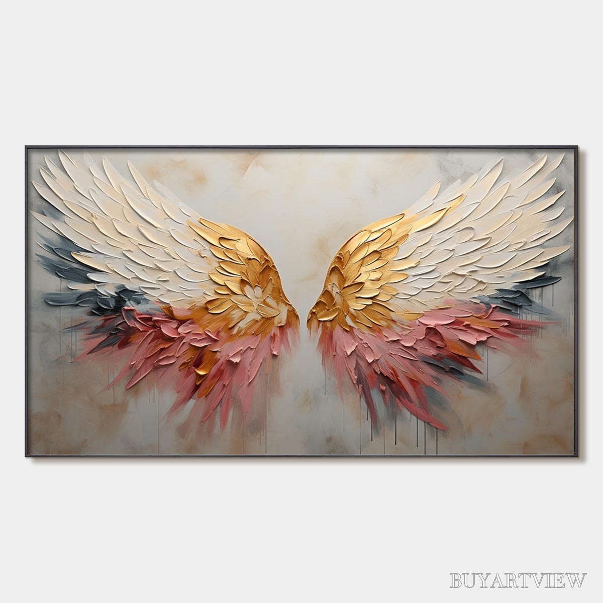 ARTOVITAS Seraph'S Grace – Angelic Wings Impasto Oil Painting - image 1