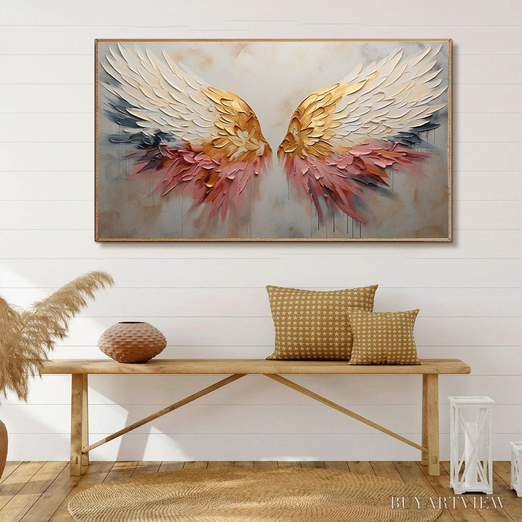 ARTOVITAS Seraph'S Grace – Angelic Wings Impasto Oil Painting - image 2