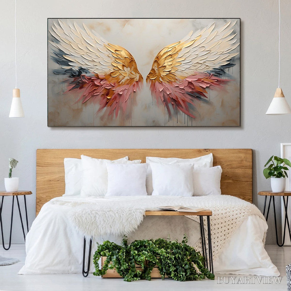 ARTOVITAS Seraph'S Grace – Angelic Wings Impasto Oil Painting - image 6