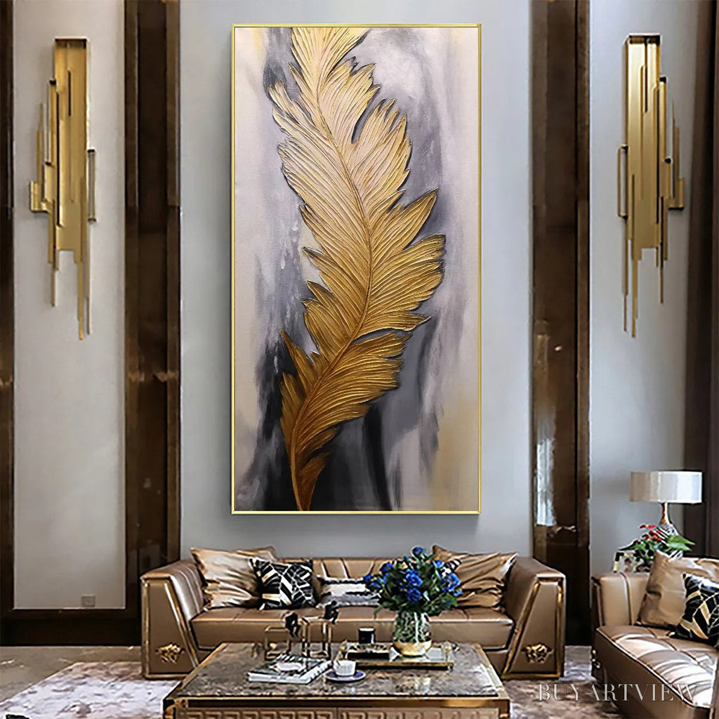 ARTOVITAS Blemished Sky – Abstract Feather Oil Painting - image 2